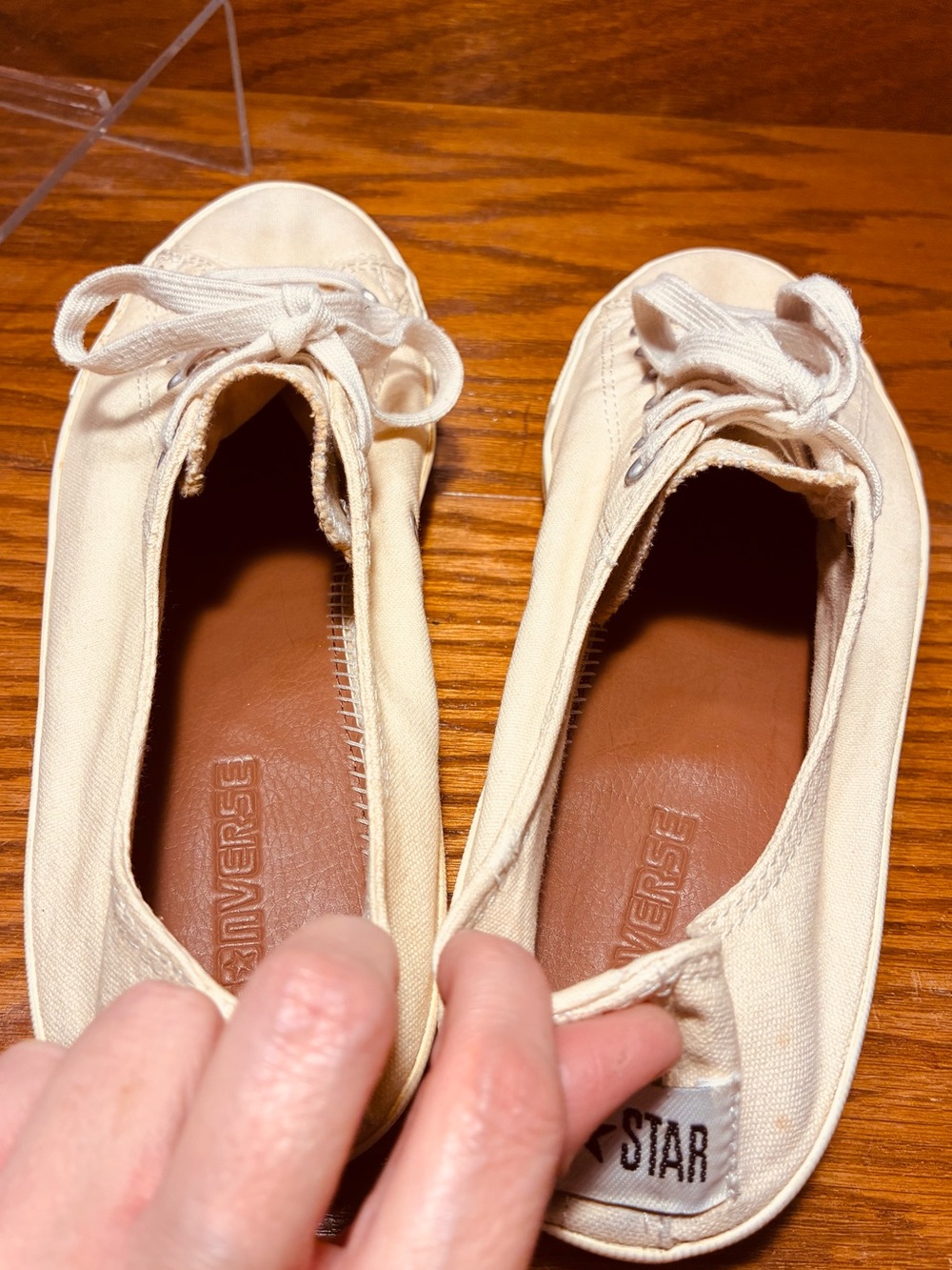 Converse All Star Low Profile Leather Insole Canvas Toe Sneakers Cream Men’s 11 - Picture 8 of 16